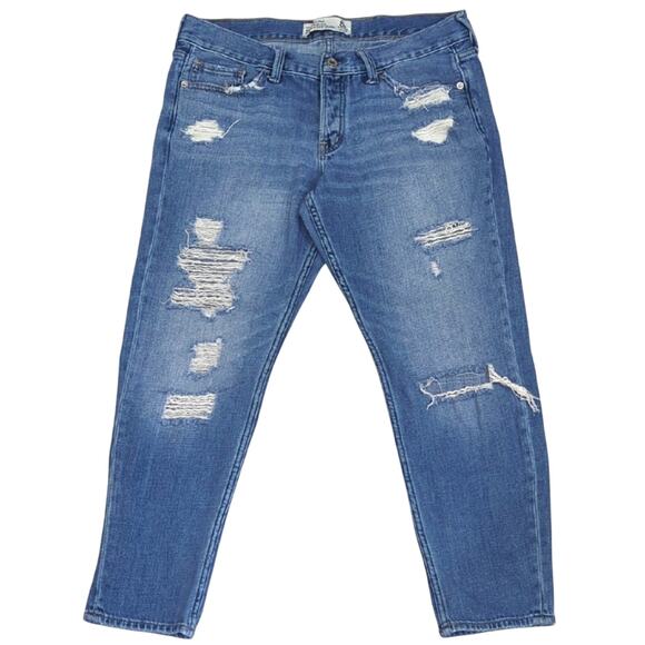 Abercrombie & Fitch Denim - Abercrombie & Fitch Boyfriend Straight Jean Women's 8R 29x25 Distressed Faded
